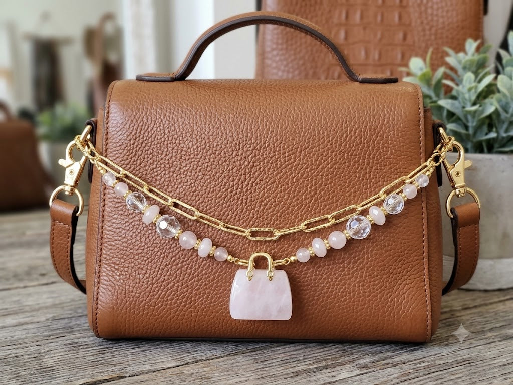 Chevron Amethyst - Genuine Gemstone Handbag - 25x27x10mm - 1pc