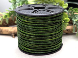 Dark Green - Distressed Leather Cord - 1yd #408