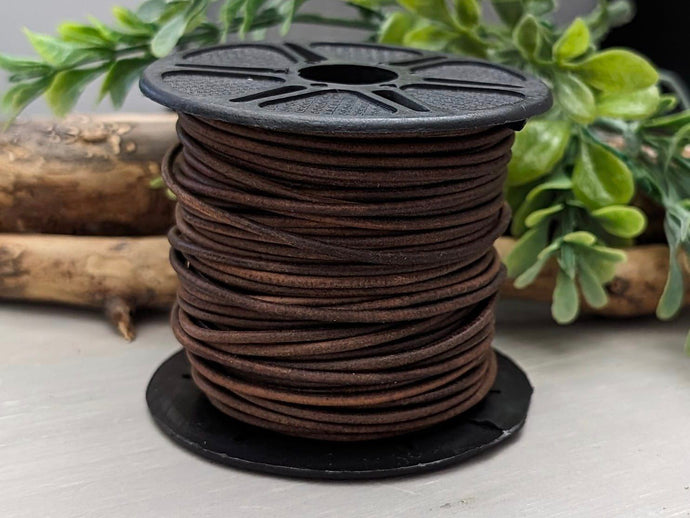 Antique Red Brown - Distressed Leather Cord - 1yd #403