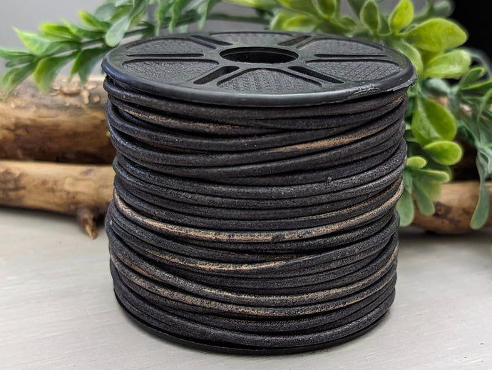 Antique Grey - Distressed Leather Cord - 1yd #424