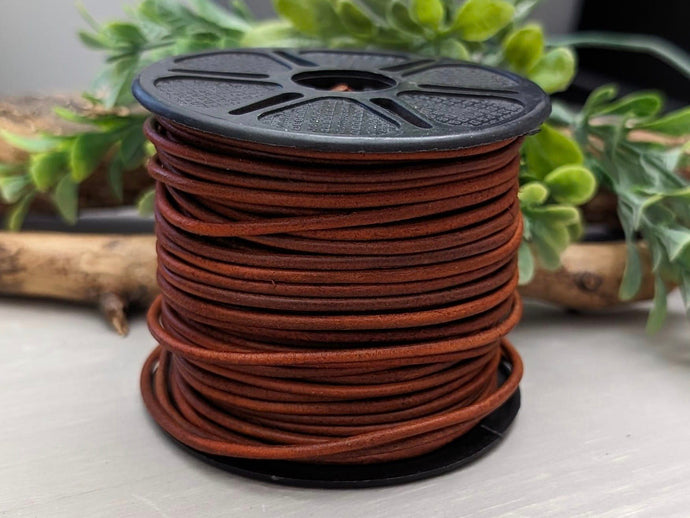 Antique Brick Red - Distressed Leather Cord - 1yd #412