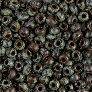 6/0 Red Brown Picasso #4503 - Czech Seed Beads - 10gr.