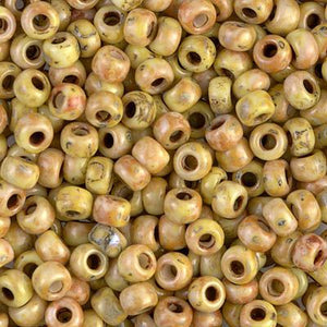 6/0 Yellow Picasso #4512 - Czech Seed Beads - 10gr.