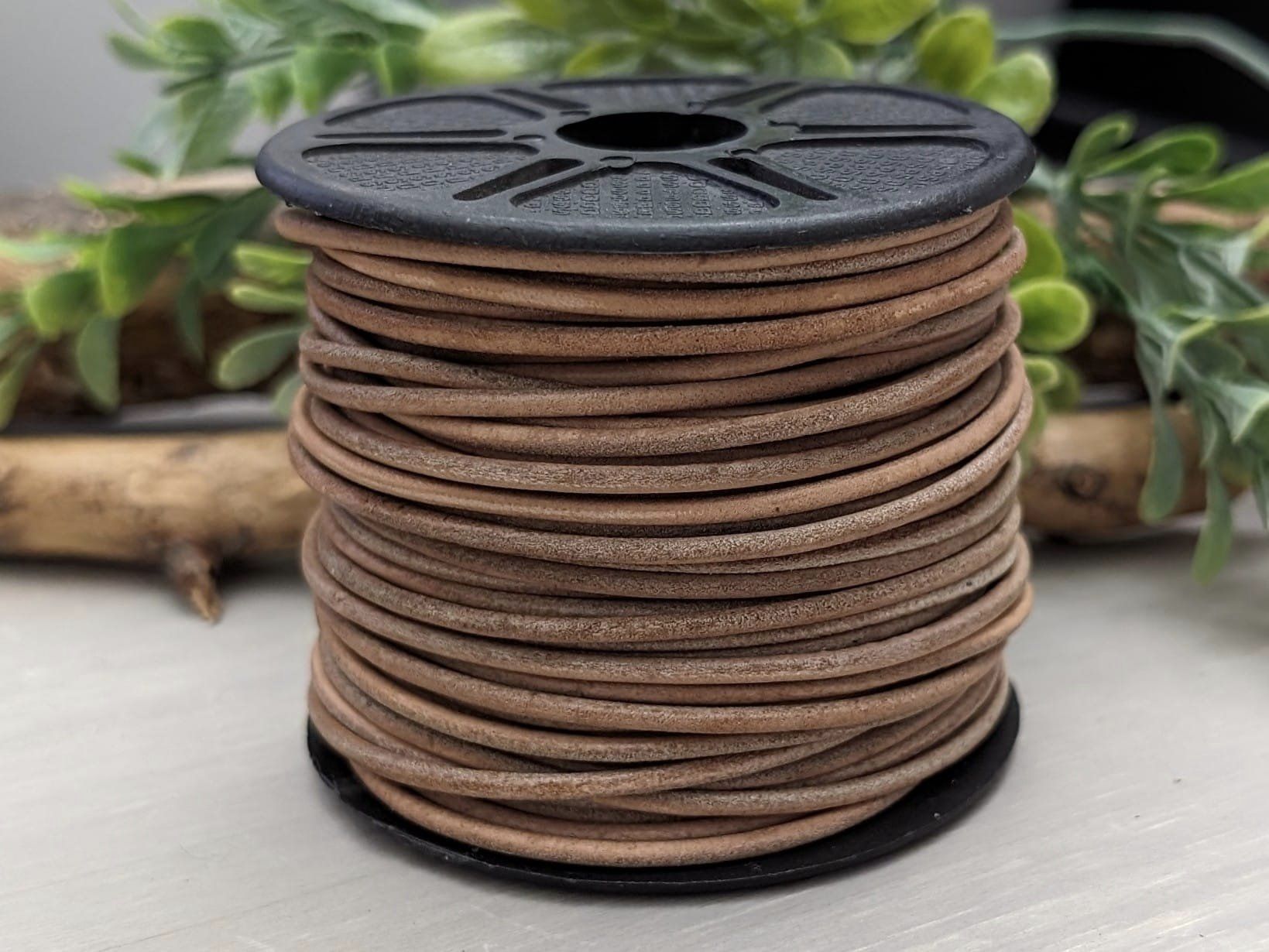 Natural - Distressed Leather Cord - 1yd #01