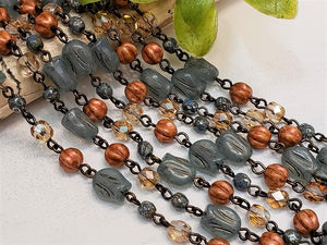 Powder Blue Tulip - Czech Rosary Chain - 1ft.