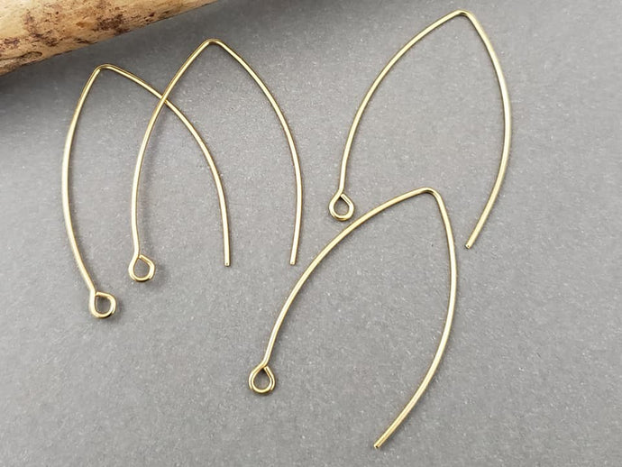 304 Stainless Steel Gold V Shape Ear Wires Findings - 40mm - 6pcs