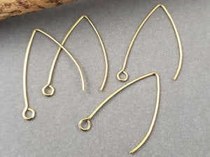 304 Stainless Steel Gold V Shape Ear Wire Hooks Findings - 30mm - 6pcs