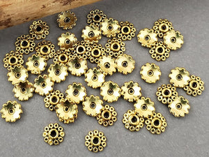 Fancy Antique Gold Loop Bead Caps - 5mm - 25pcs