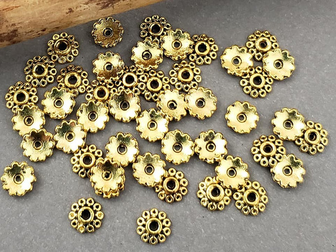 Fancy Antique Gold Loop Bead Caps - 5mm - 25pcs