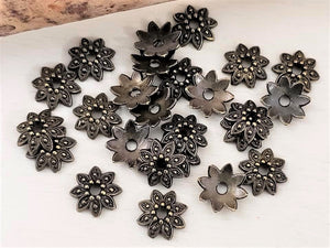 Fancy Antique Brass Flower Bead Caps - 10mm - 25pcs