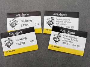 John James Bead Embroidery Beading Needles  #10 #11 #12  - 25pk