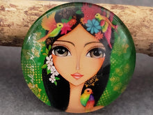 Load image into Gallery viewer, Flower Girls Theme Glass Cabochon - 25mm - 1pc
