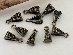 Antique Brass Textured Bails - 16x7.5mm - 2pcs