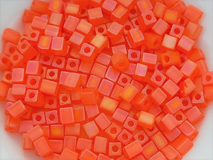 Frosted Rainbow Orange - Miyuki Cubes #138FR - 4mm -10gr.