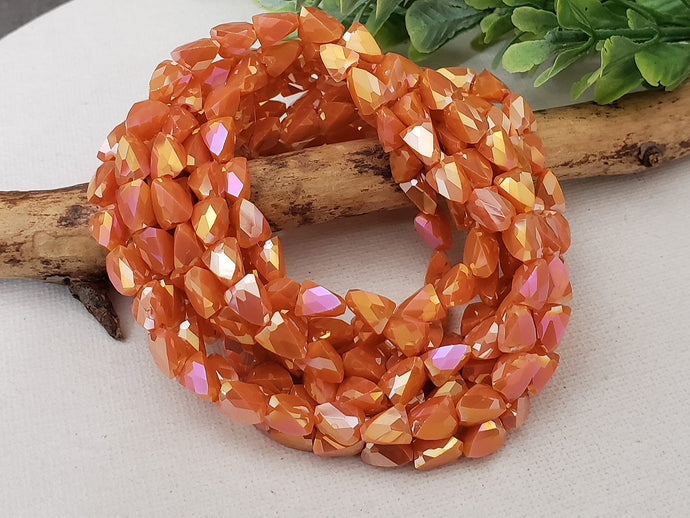 Mystic Opaque Salmon Triangle Faceted Crystals - 7x5mm - 21