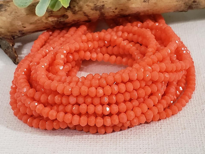 Opaque Tangerine Crystal Rondelles - 2x3mm - 17