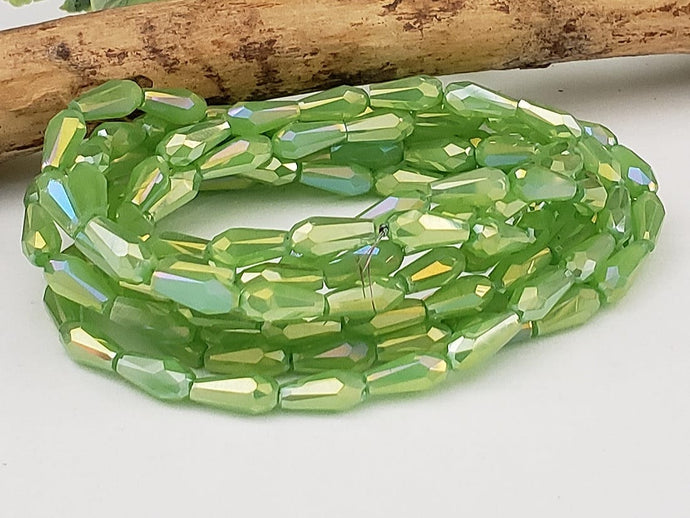 Mystic Chartreuse Super Shine Faceted Teardrop Crystals - 7x3mm - 20
