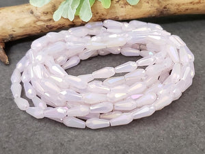 Mystic Pink Super Shine Faceted Teardrop Crystals - 7x3mm - 20" Strand