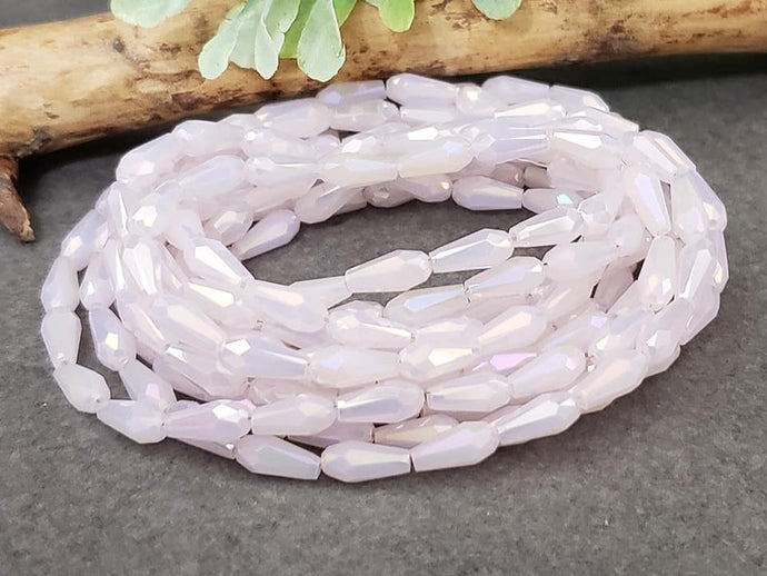 Mystic Pink Super Shine Faceted Teardrop Crystals - 7x3mm - 20