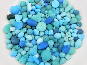 Matte Opaque Aqua Indian Glass Bead Mix  - 50pcs