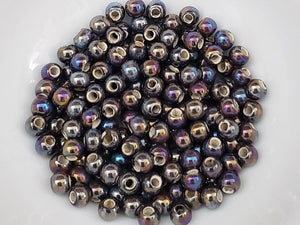 AB Iris Luster Glazed Porcelain Ceramic Beads - 6-6.5mm - 1.8mm Hole - 20pcs