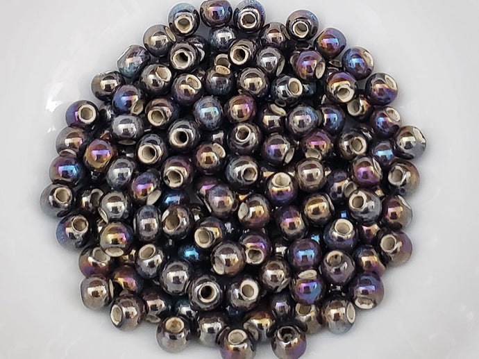 AB Iris Luster Glazed Porcelain Ceramic Beads - 6-6.5mm - 1.8mm Hole - 20pcs