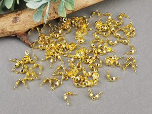 Gold Plated Knot /Crimp Covers  - 7x4mm - 50pcs