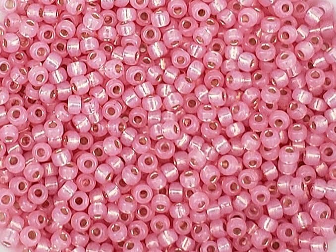8/0 Dyed Pale Pink S/Lined Alabaster - Miyuki Seed Beads 9555 - 10grams