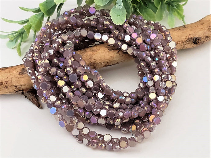 Mystic Opaque Lilac Faceted Edge Crystal Coins - 4mm - 22