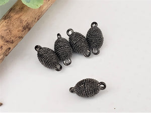 Texted Gunmetal Magnetic Barrel Clasp - 15mm - 2pcs