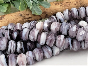 Purple Marble Lampwork Rondelles - 10x8mm - 10pcs