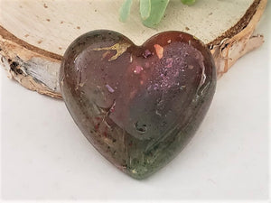 Variegated Moss Handcrafted Heart Cabochon