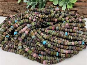 Matte Vintage Stripped Picasso Czech Seed Bead Mix - 6/0 - 20" Strand