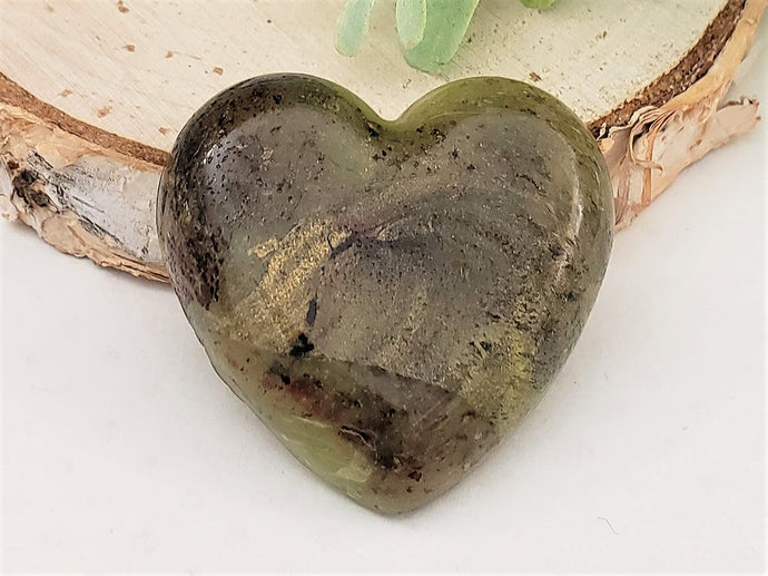 Khaki & Gold Handcrafted Heart Cabochons