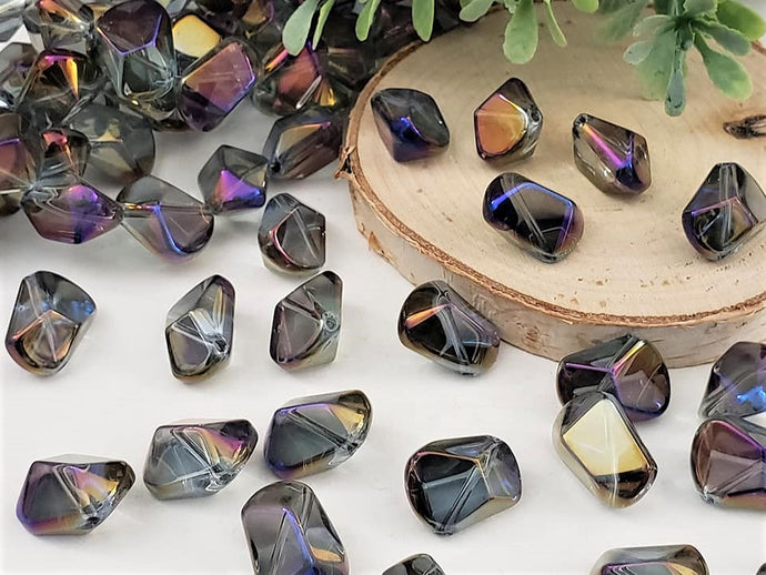 Mystic Purple Rainbow Chunky Glass Beads - 15x10mm - 25pcs