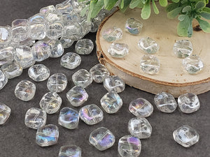 Mystic Clear Twisted Square Glass Beads - 10x10mm - 20pcs