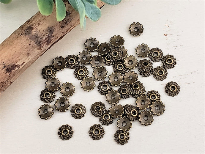 Antique Brass Loop Bead Caps - 5mm - 25pcs