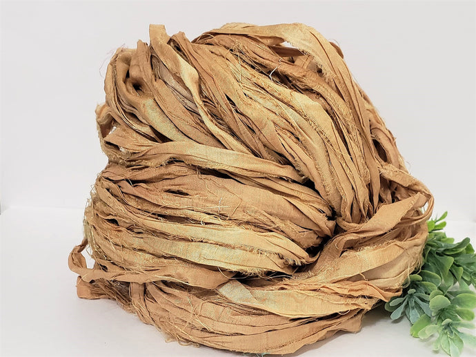 Soft Bronze Sari Silk Ribbon - Fair Trade - 5yds
