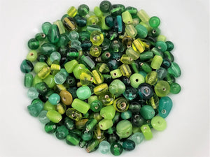 Green Tone Indian Glass Bead Mix - 50gr.