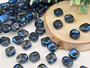 Montana Blue Twisted Square Glass Beads - 10x10mm - 20pcs