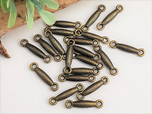 Double Sided Brushed Antique Brass Links Connectors  - 18mm - 20pcs