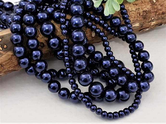 Indigo Glass Pearls - 4mm/6mm/8mm/10mm