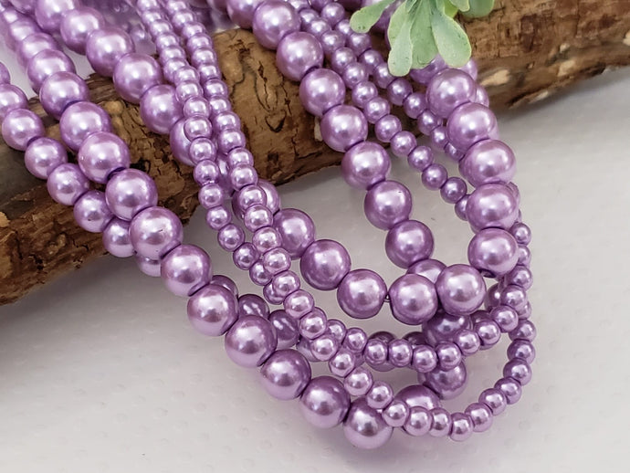 Lilac Glass Pearls - 4mm/6mm/8mm/10mm