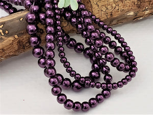 Eggplant Glass Pearls - 4mm/6mm/8mm/10mm