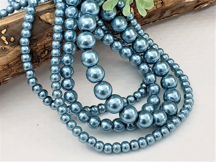 Sky Blue Glass Pearls - 4mm/6mm/8mm/10mm