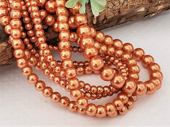 Rustic Copper Glass Pearls - 4mm/6mm/8mm/10mm