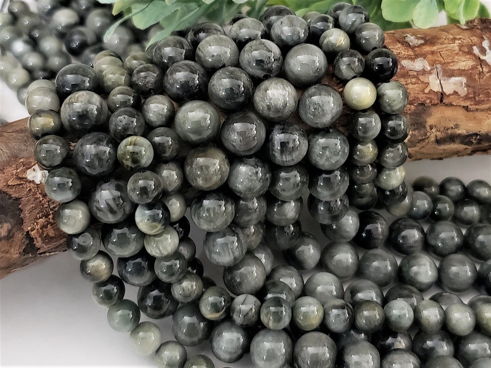 Natural Hawks Eye - Eagle Eye Gemstone  - 6mm / 8mm * 1/2 Strand