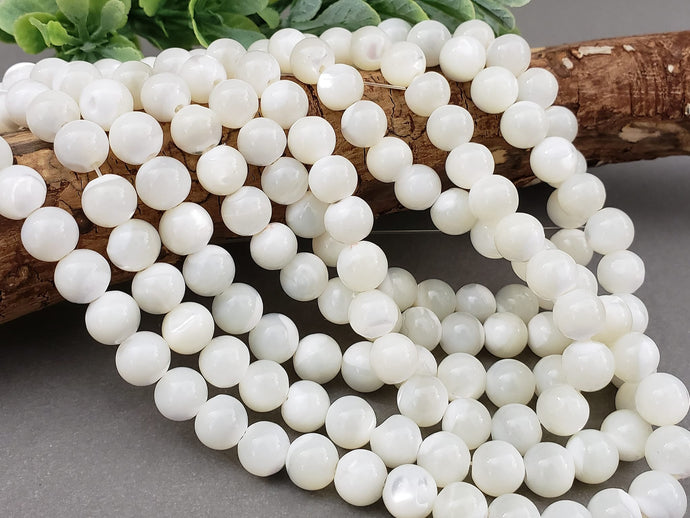 White Shell - Mother of Pearl Beads - 8mm -7.5
