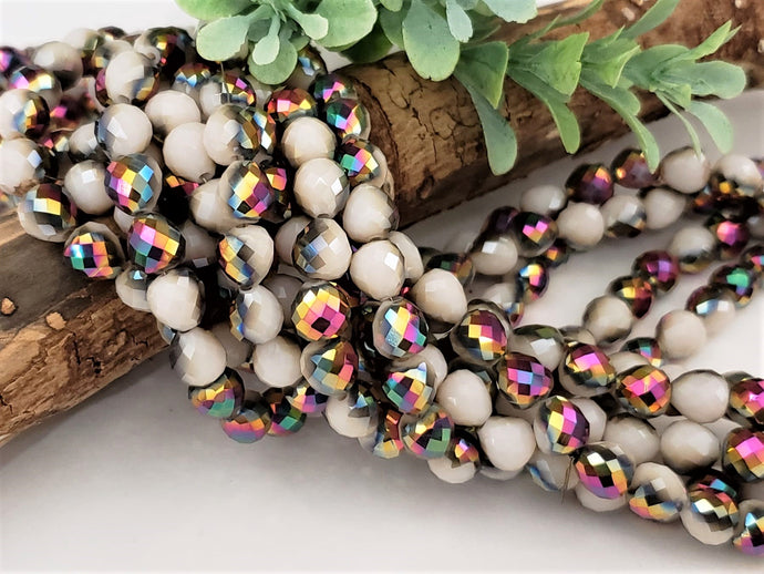 Rainbow Iris Eggshell Strawberry/Teardrop Shape Faceted Crystals - 8mm - 10.5