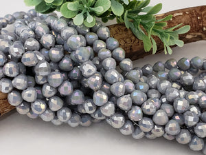Mystic Grey Strawberry/Teardrop Shape Faceted Crystals - 8mm - 10.5" Strand